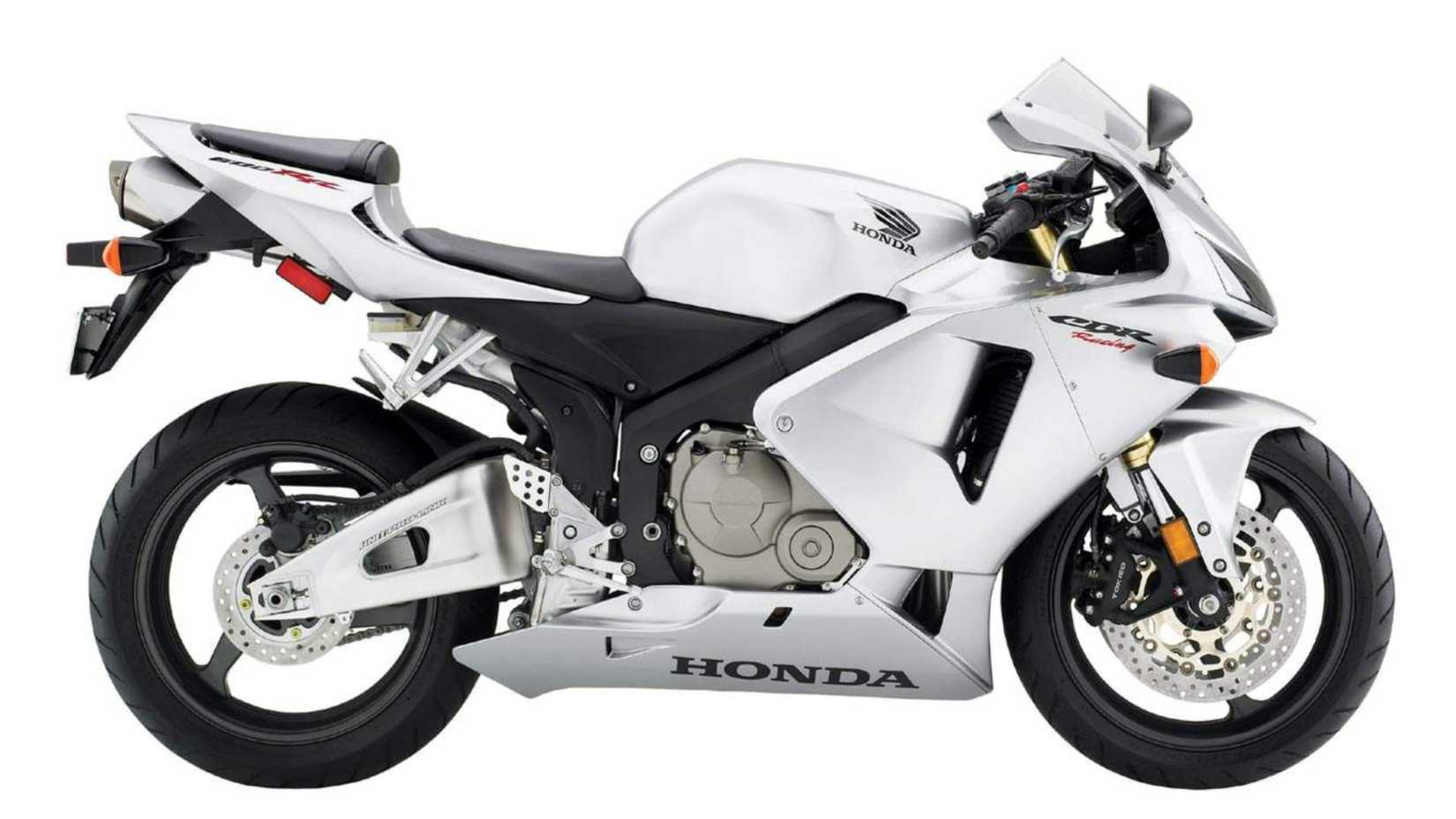Studio shot of a white 2006 Honda CBR600RR