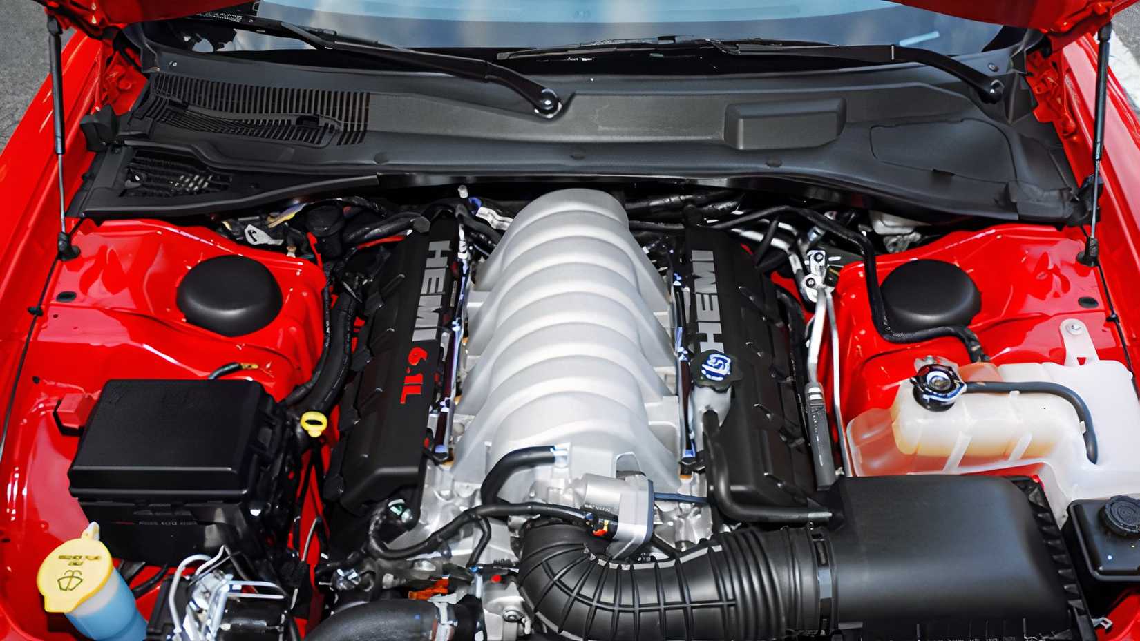 Close-up shot of a 2010 Dodge Charger SRT8 Engine