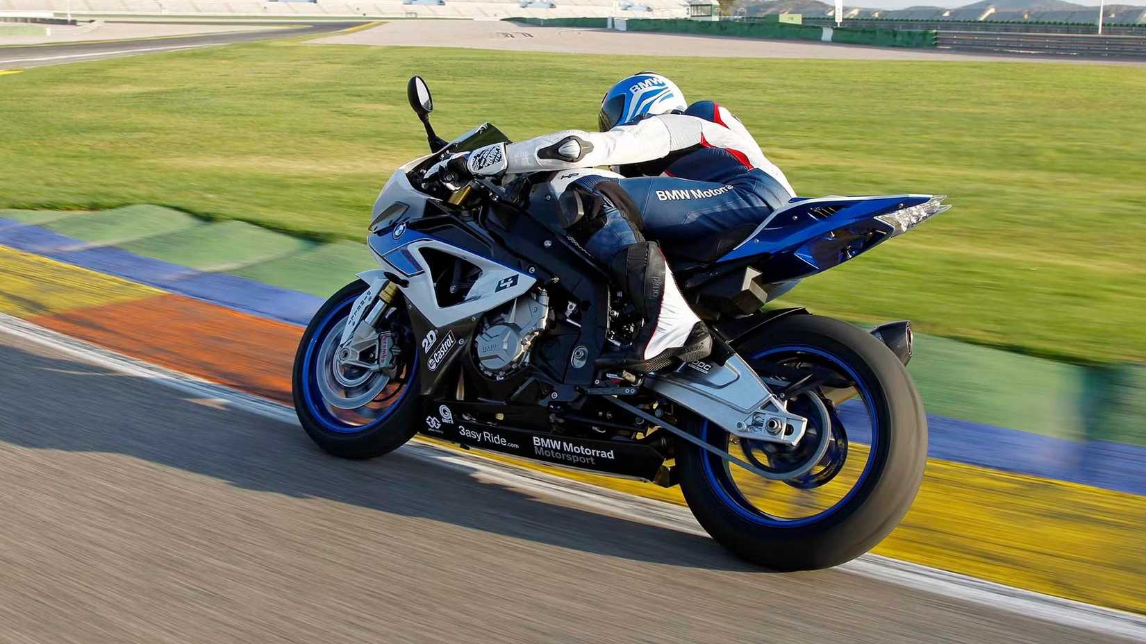 2012 BMW HP4 Taking A Right Corner On Track
