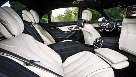 Interior shot of a 2019 Mercedes-Benz S-Class showing Rear Seats