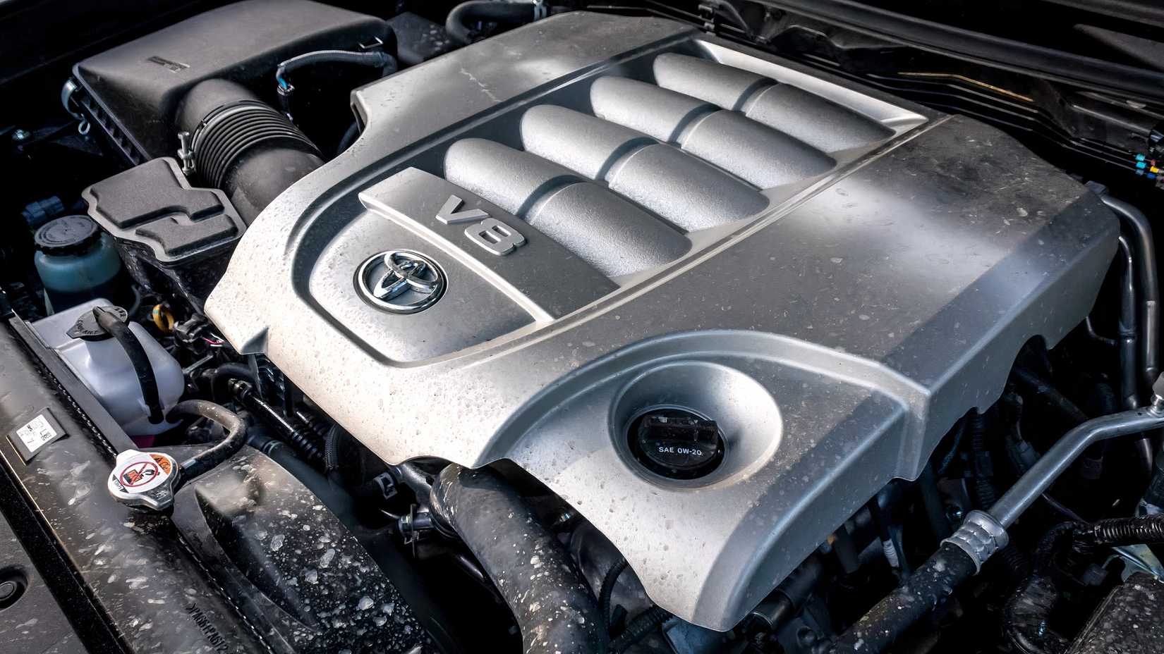 Close-up shot of a 2021 Toyota Land Cruiser Engine