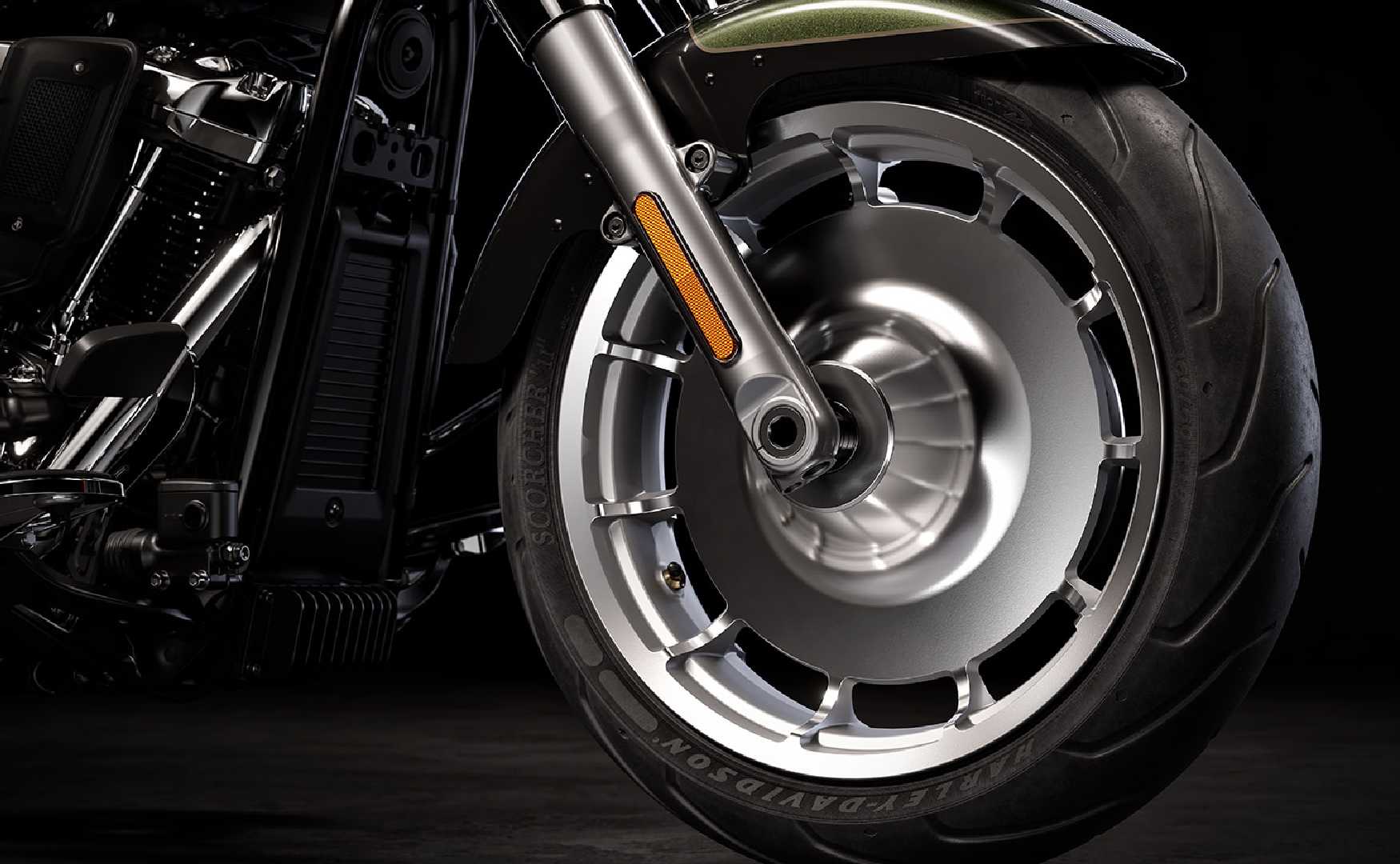 2026 Harley-Davidson Fat Boy Lakester wheel studio shot