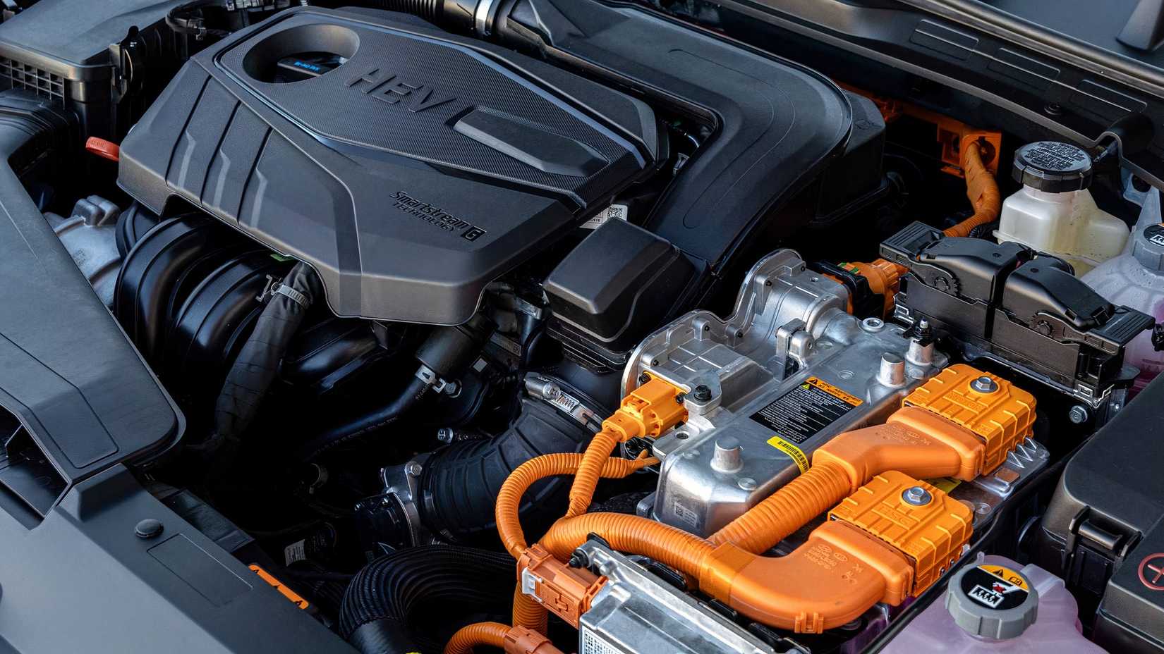 Overhead shot of a 2026 Hyundai Sonata Hybrid's engine