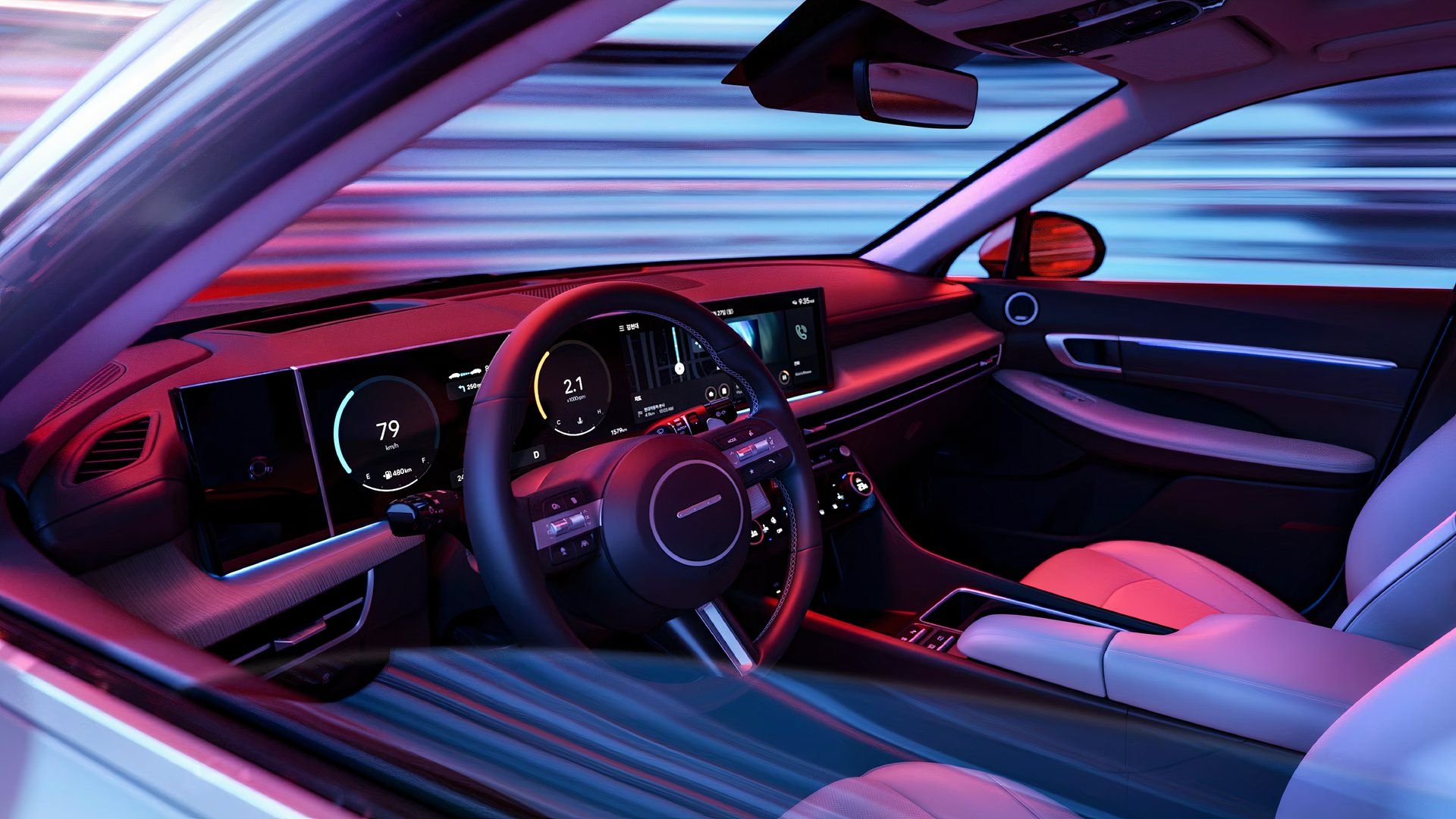 2026 Hyundai Sonata Hybrid interior shot while in motion