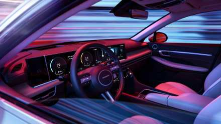 2026 Hyundai Sonata Hybrid interior shot while in motion