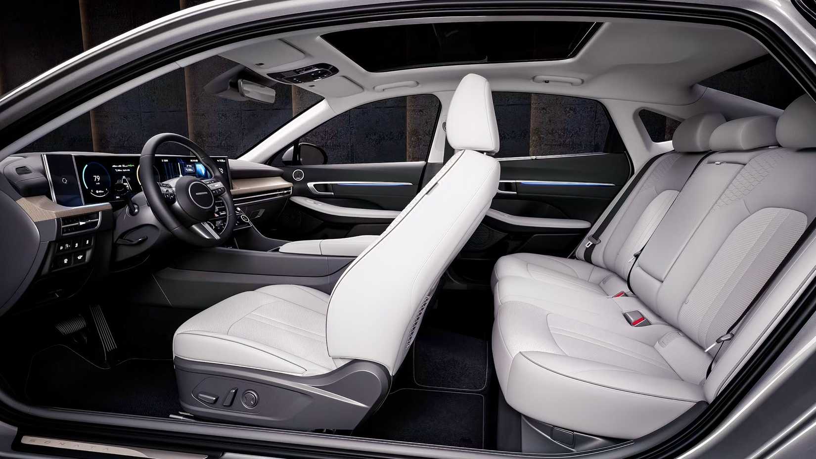 2026 Hyundai Sonata Hybrid Interior Cutaway mostrando o layout dos assentos