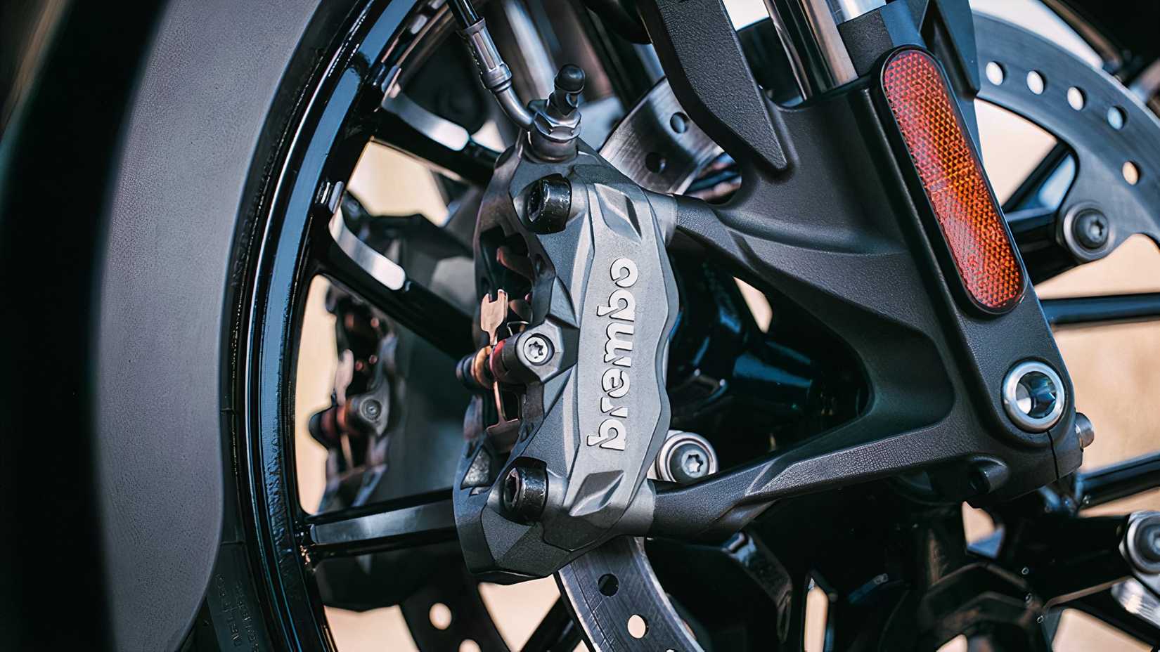Close up shot of a 2026 Indian Chieftain Powerplus 112's front brakes