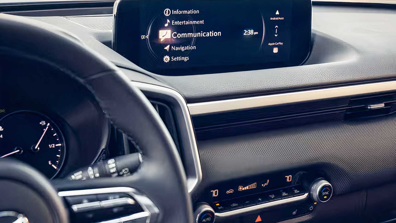Interior shot of a 2026 Mazda CX-50's infotainment screen