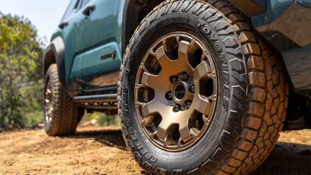 Close-up tire shot of a 2026 Toyota 4Runner Trailhunter