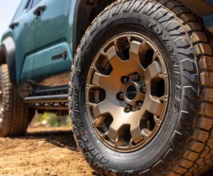 Close-up tire shot of a 2026 Toyota 4Runner Trailhunter
