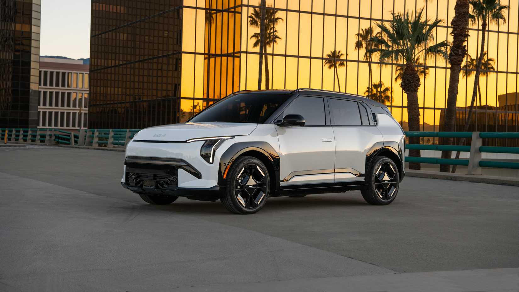 A static shot of the 2027 Kia EV3 from the front-left side