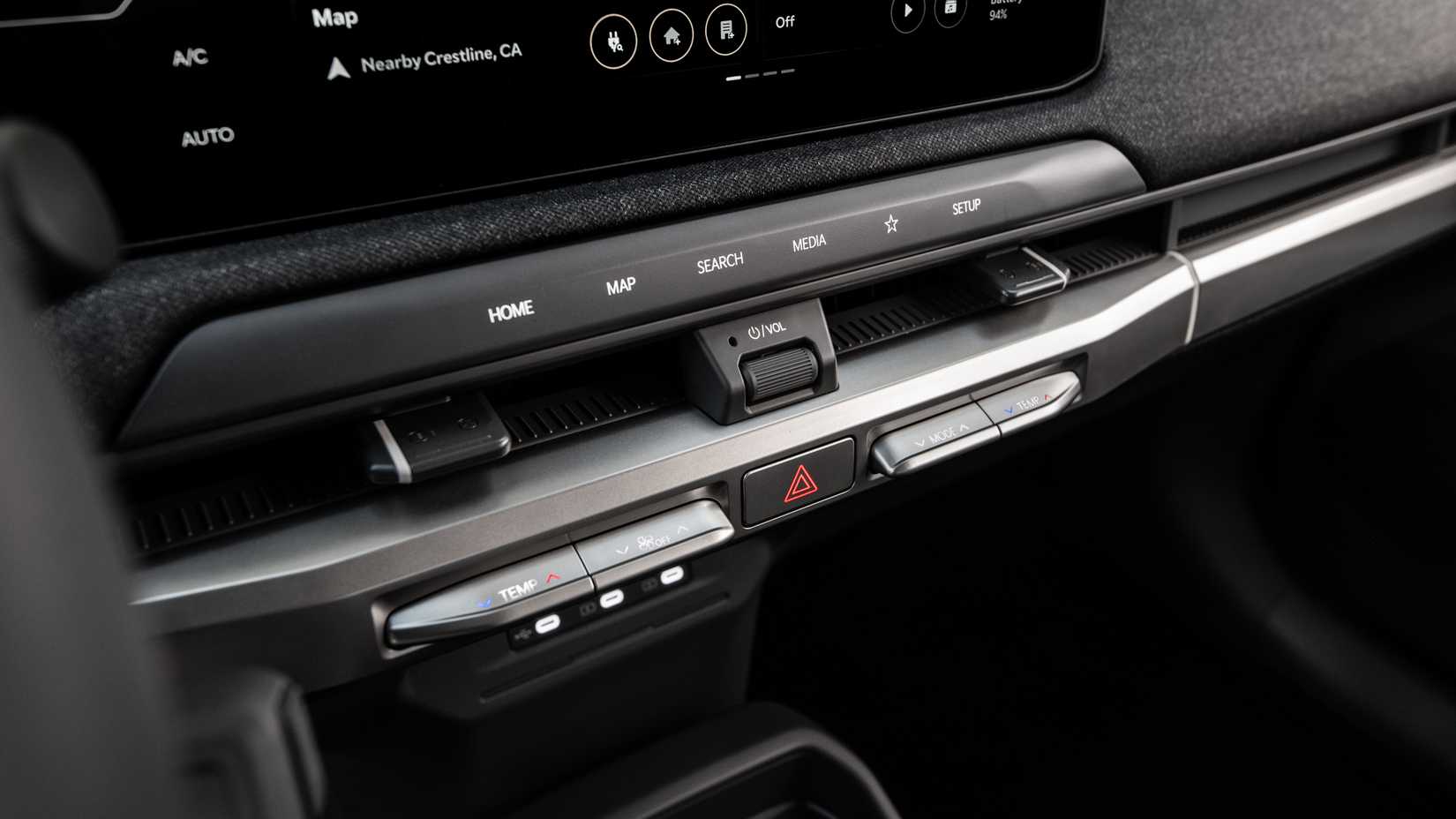 An interior shot of the 2027 Kia EV3's controls