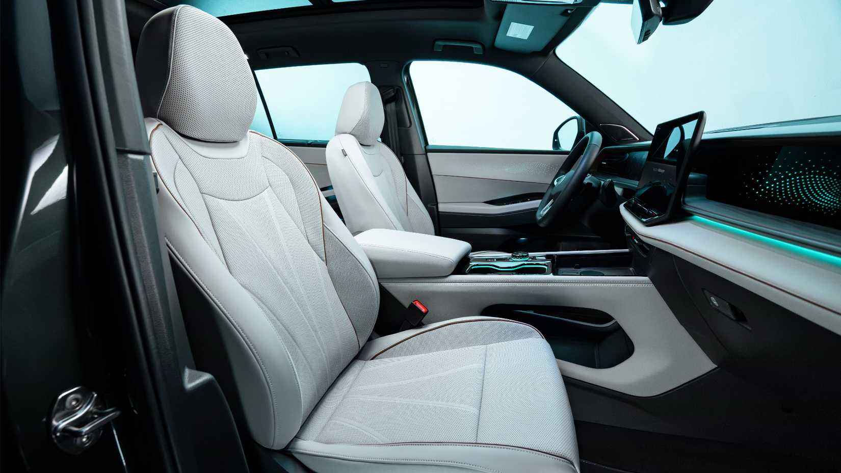 Uma imagem de estúdio da primeira fila do Volkswagen Atlas 2027