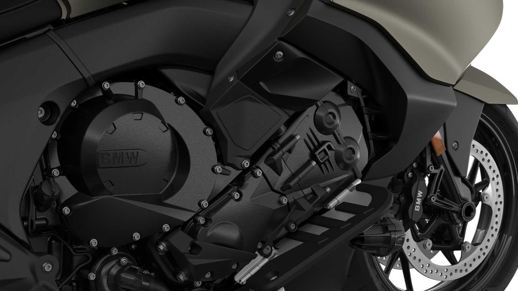 Uma foto detalhada do motor do BMW K 1600 Grand America