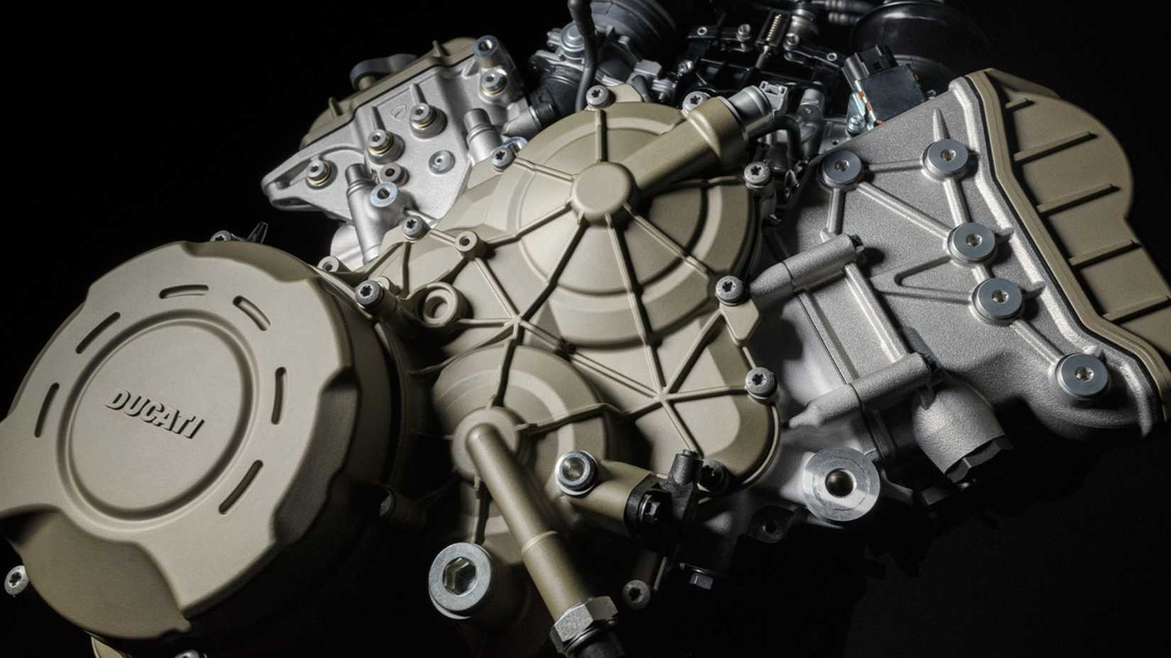 Detailed engine shot of the Ducati Multistrada V4 Rally