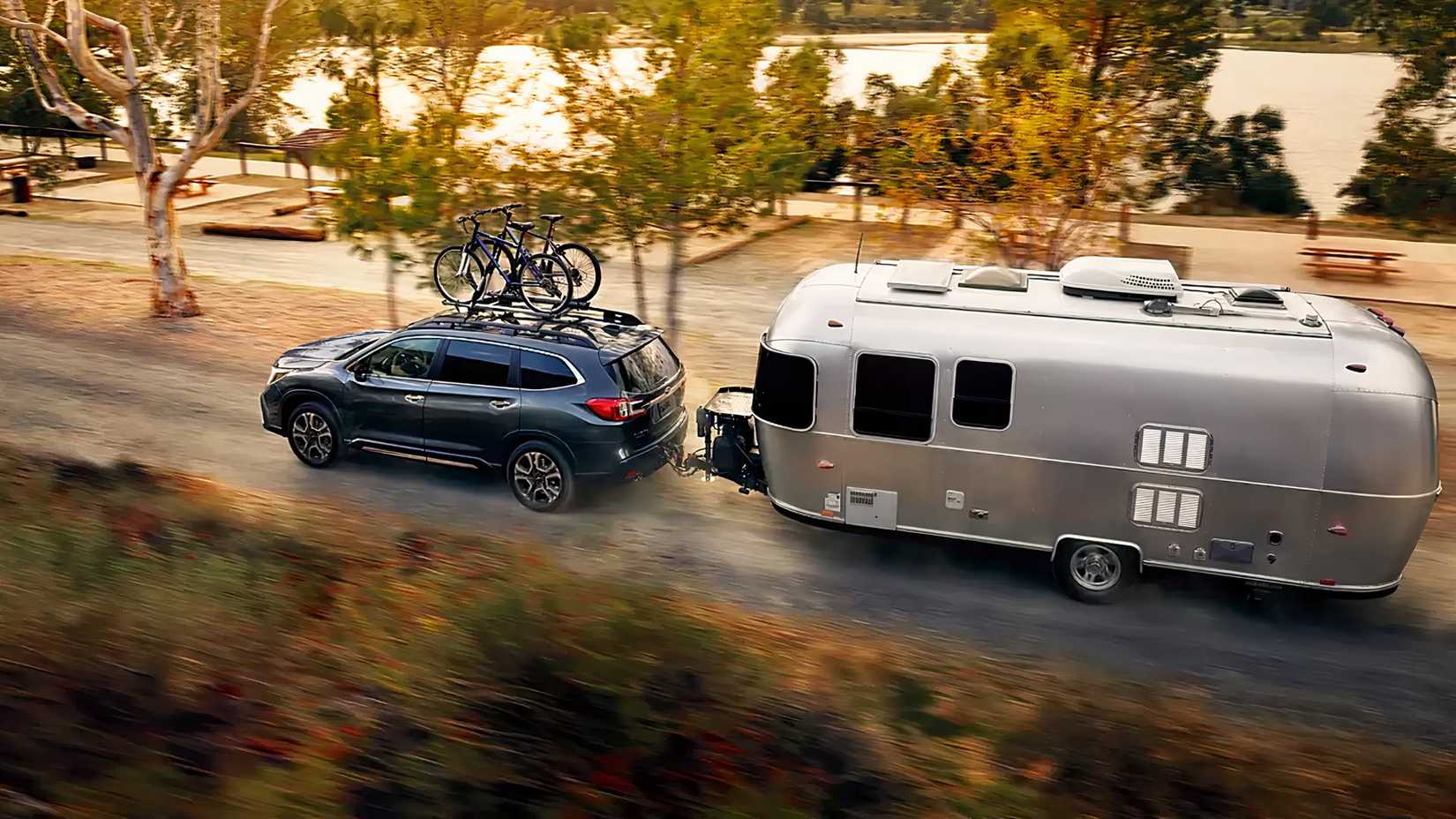 2026 brown Subaru Ascent towing a trailer