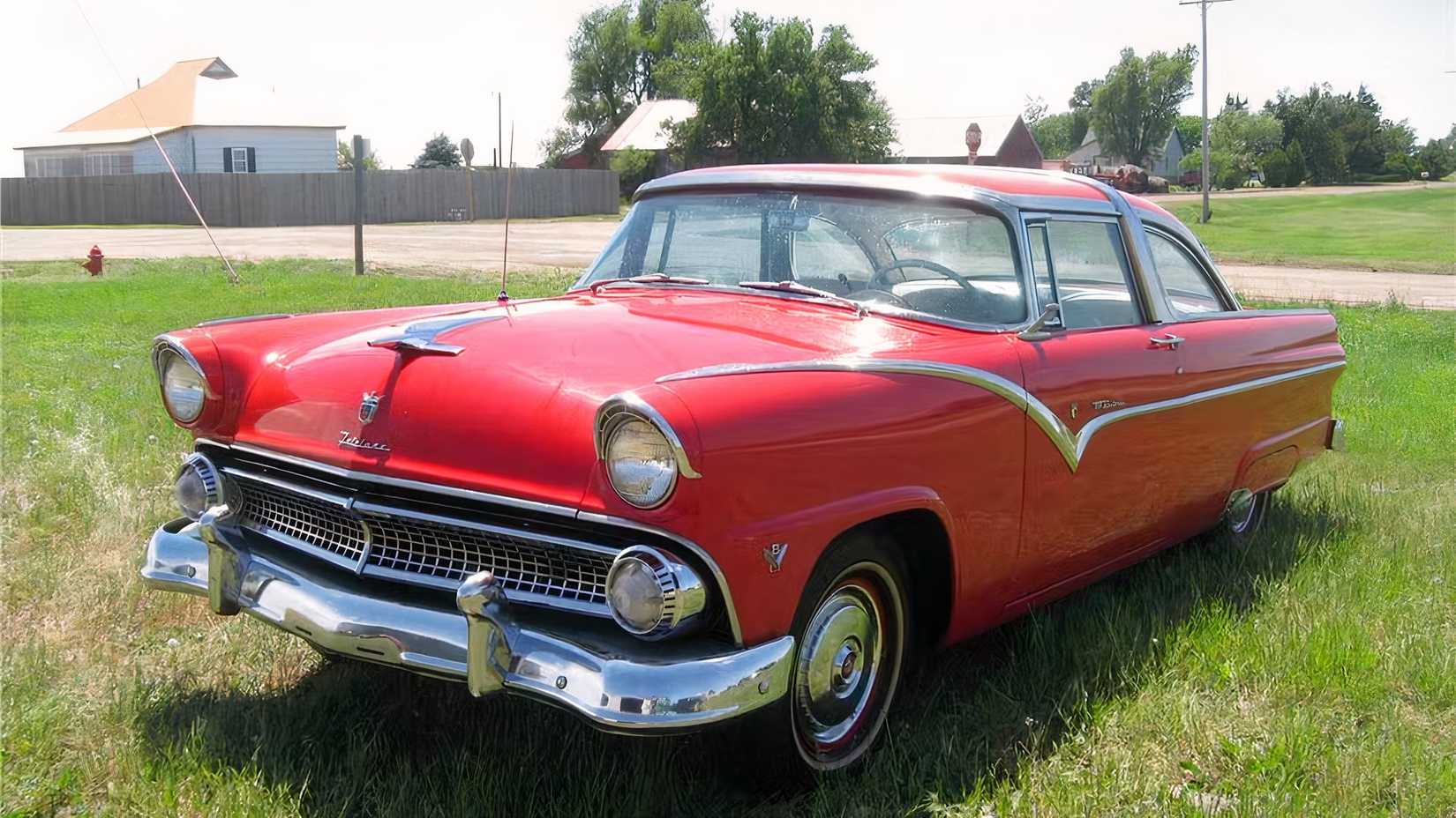 Red Ford Fairlane Crown Victoria 3/4 Front Pose