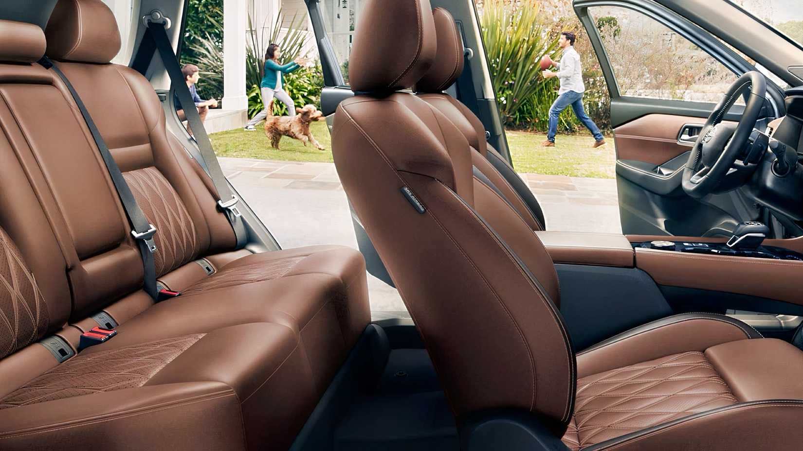 Side shot of 2026 Nissan Rogue interior showing seats