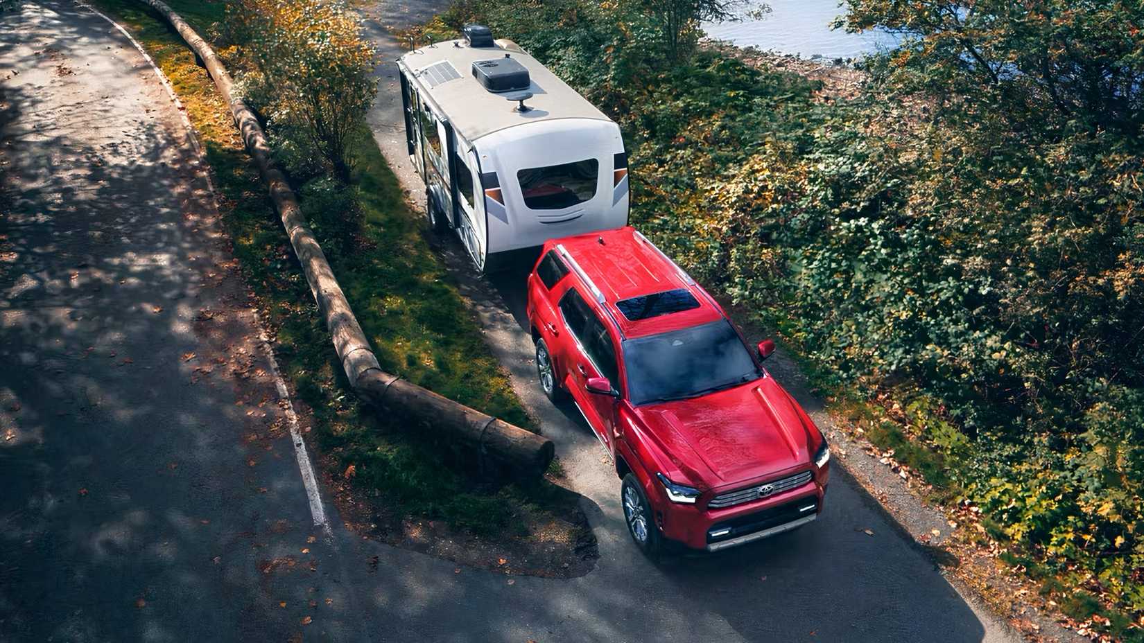 High-angle shot of 2026 Toyota 4Runner towing