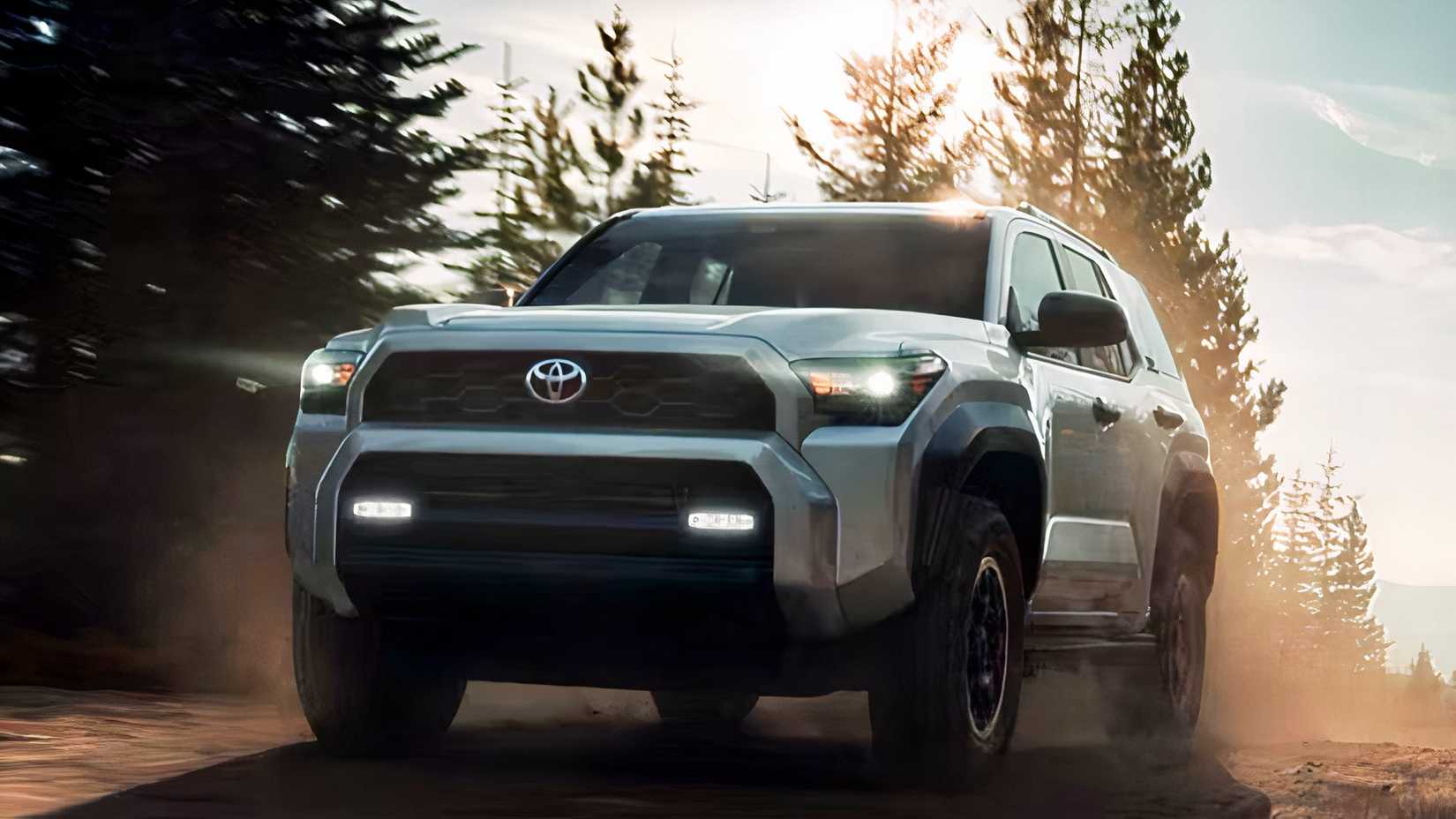 Front 3/4 action shot of 2026 Toyota 4Runner driving off-road