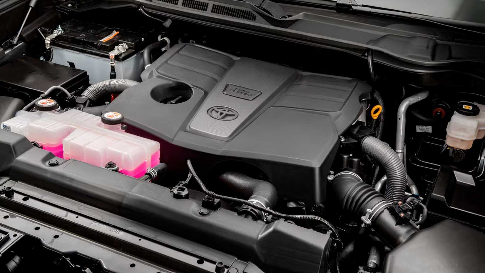 Close-up shot of 2023 Toyota Tundra engine bay showing V35A V6