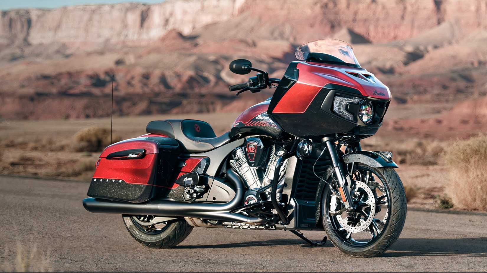 Indian Challenger Elite parked on the side of the road