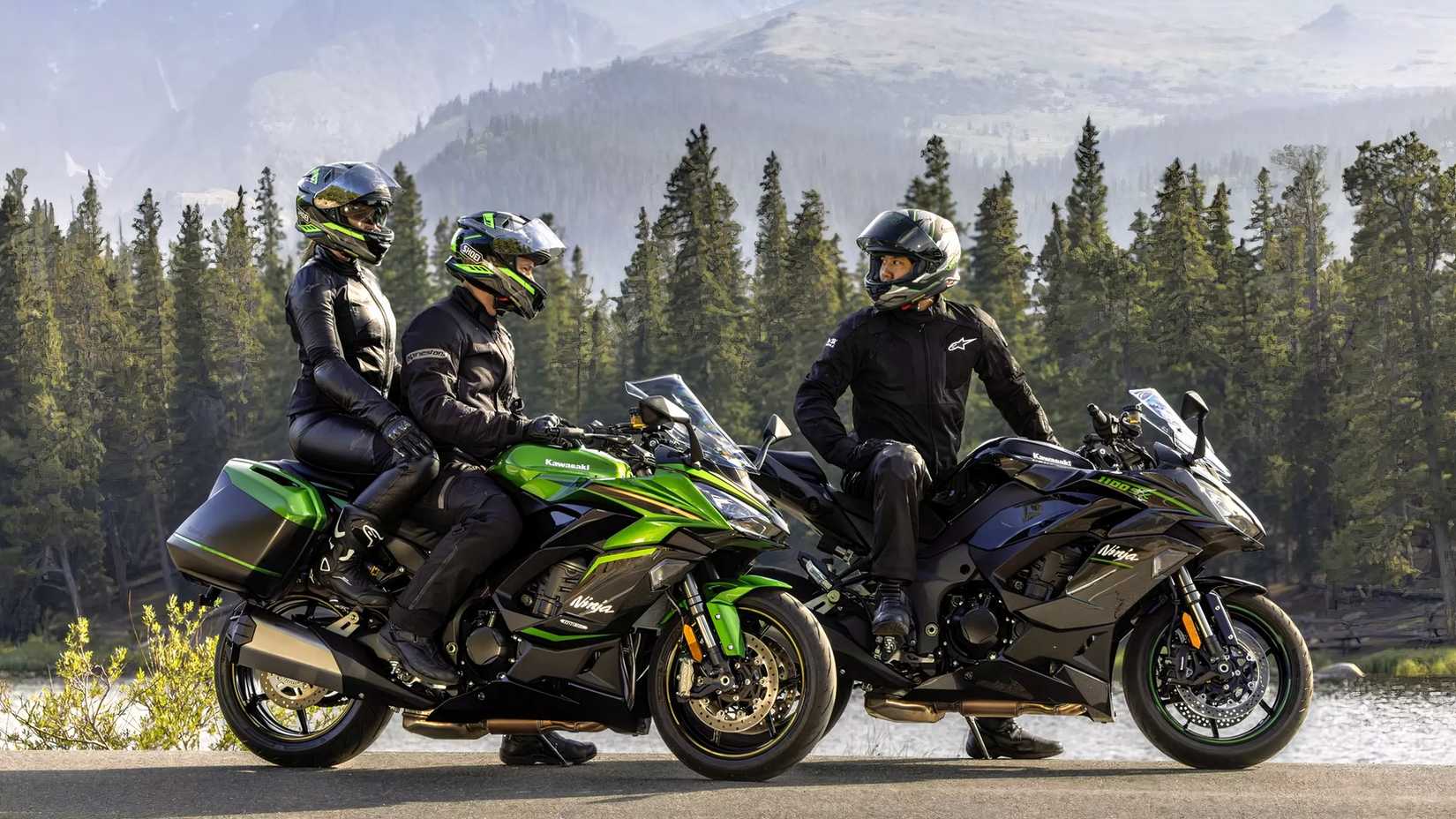Kawasaki Ninja 1100SX parked on the side of the road