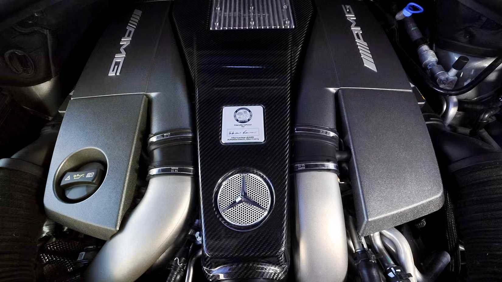 Close-up shot of a Mercedes-Benz ML63 AMG Engine