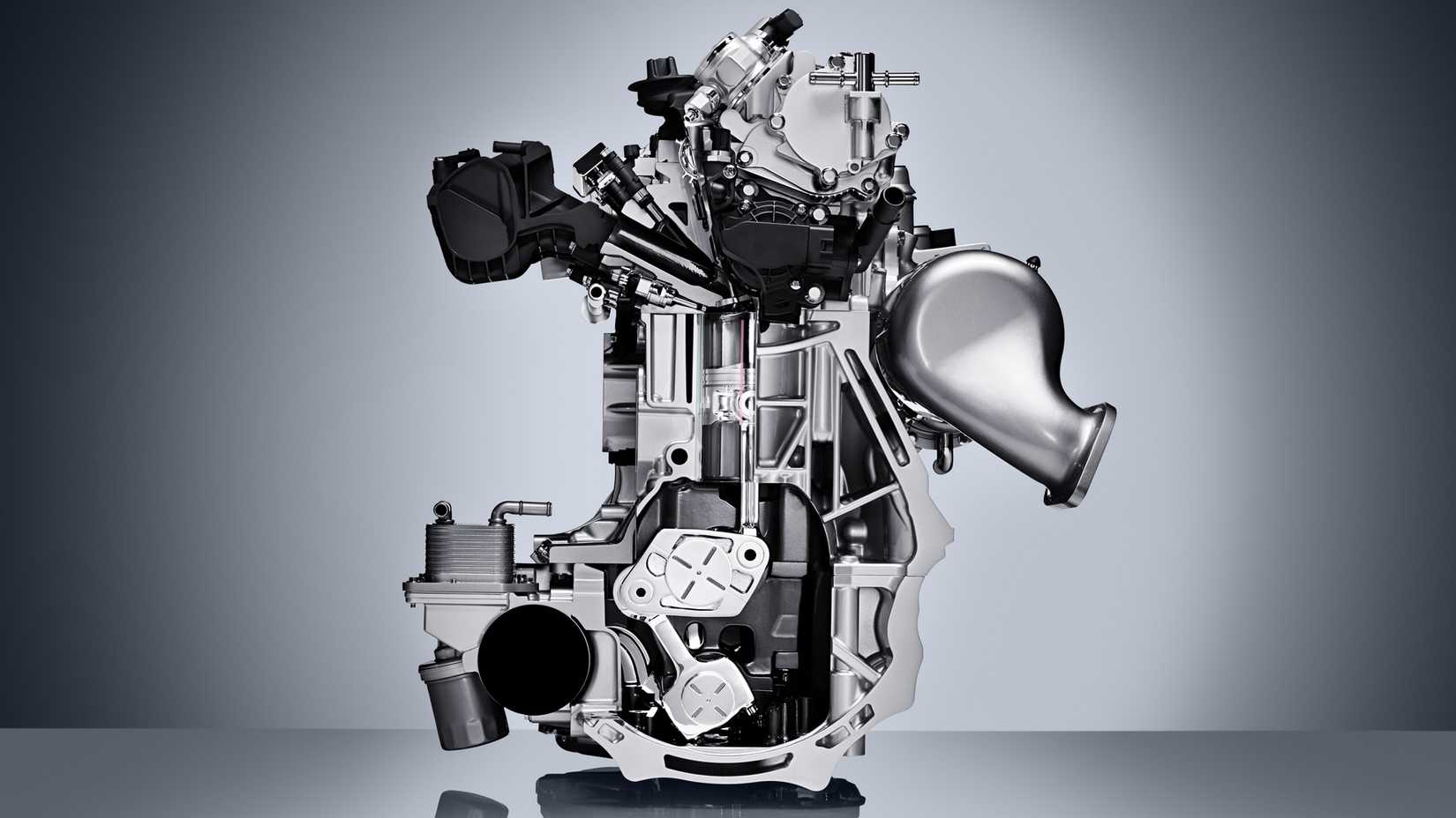 A studio shot of Nissan's VC-Turbo engine