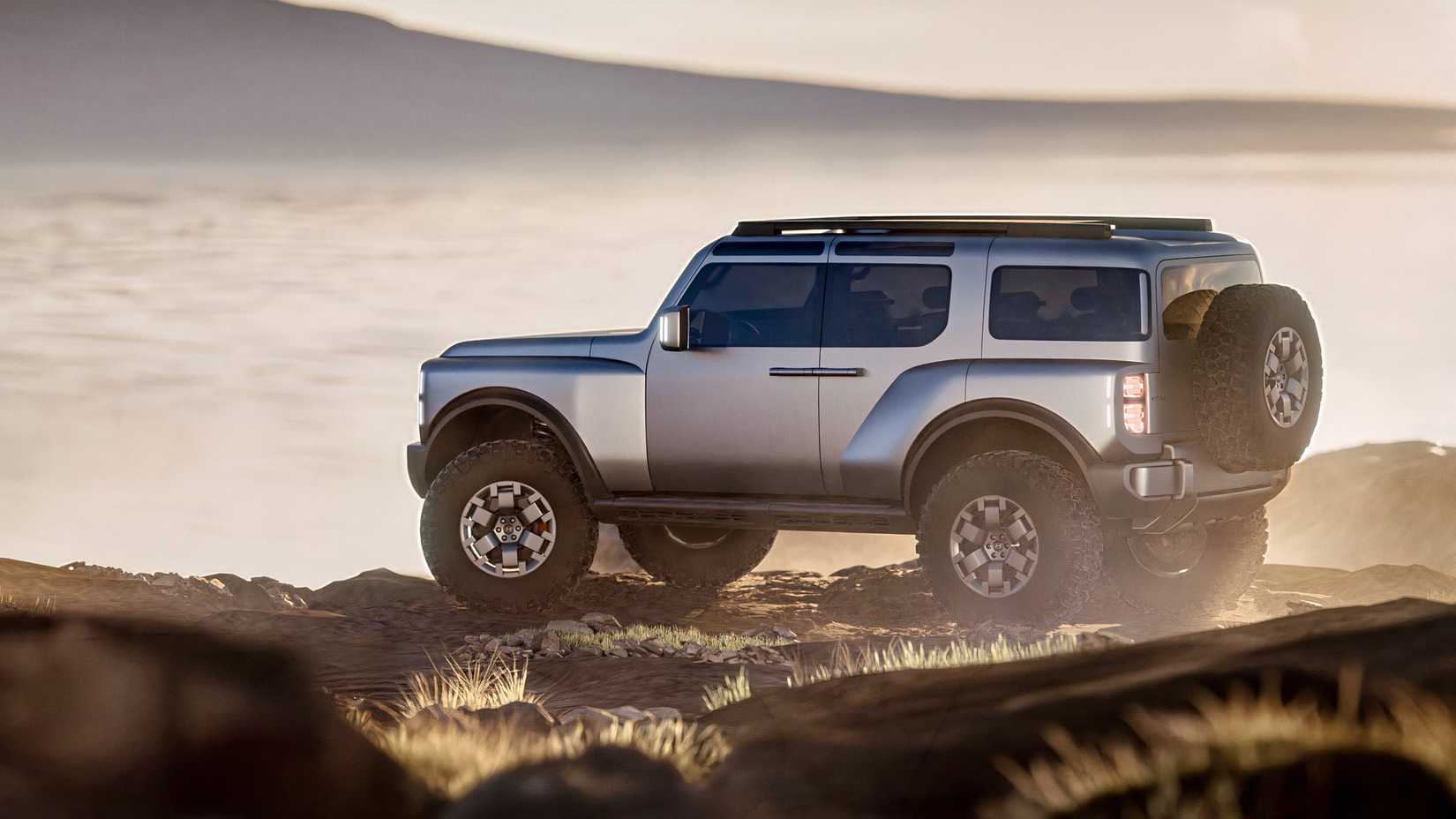 Side shot of the Hyundai Boulder Concept parked off-road