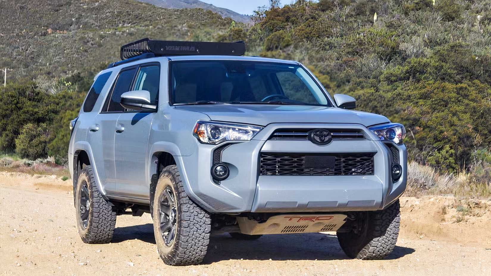 Front 3/4 shot of a 2017 Toyota 4Runner parked on dirt road