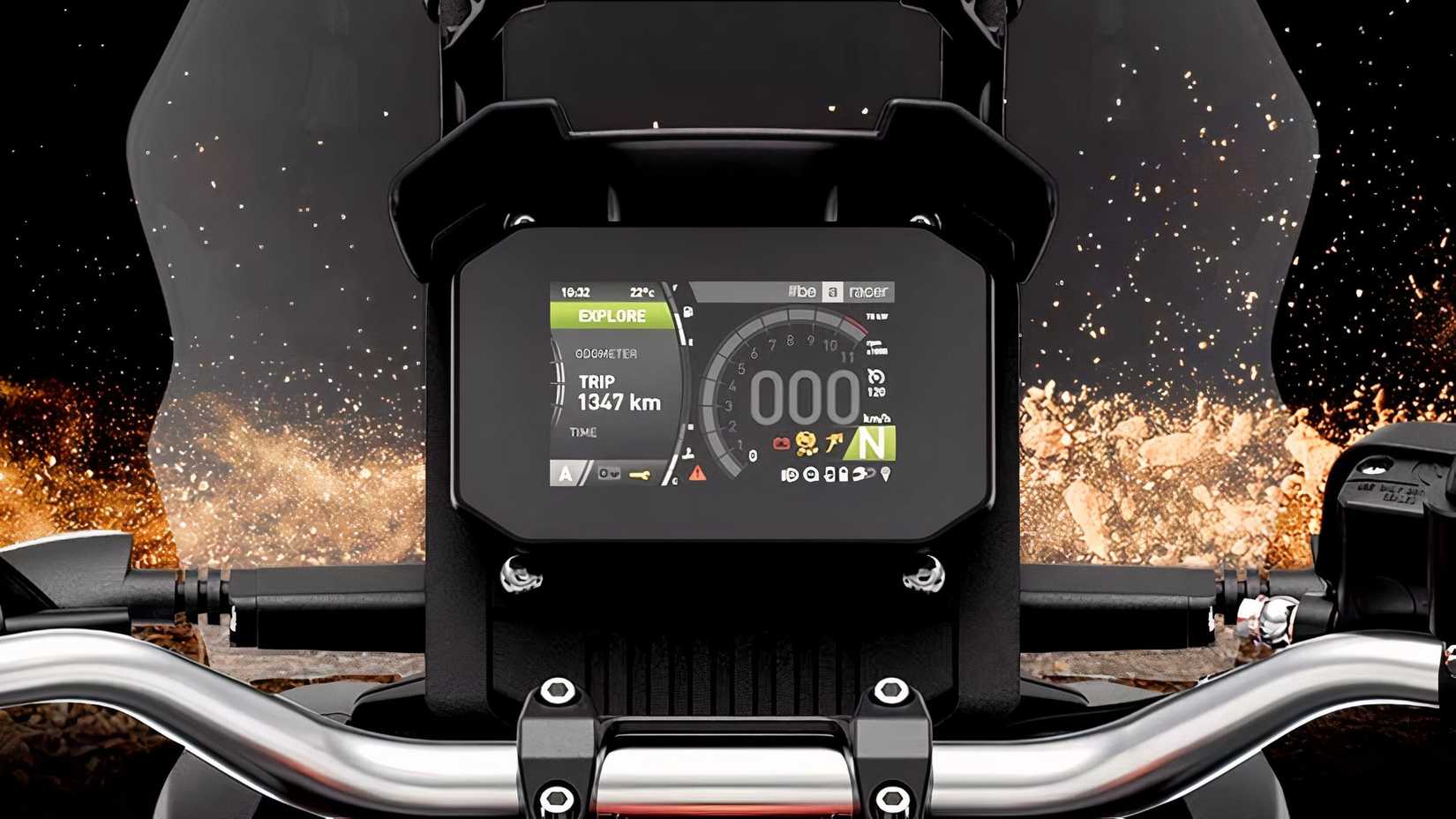 Close de um TFT da Aprilia Tuareg 660 2025