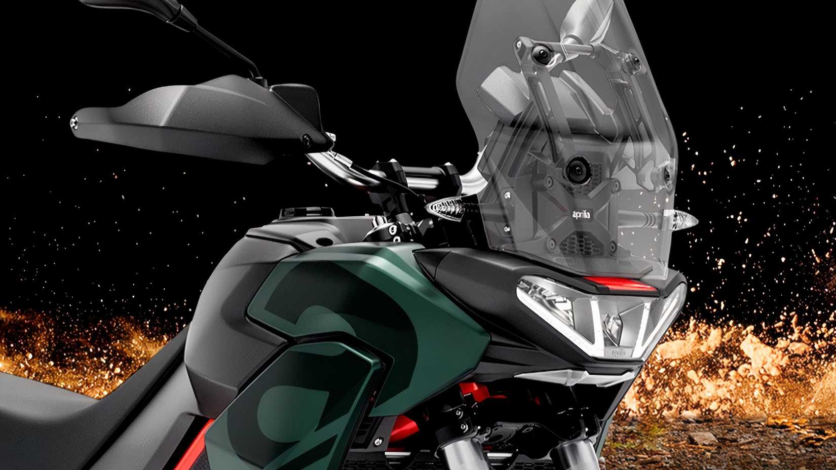 Close frontal de uma Aprilia Tuareg 660 2025