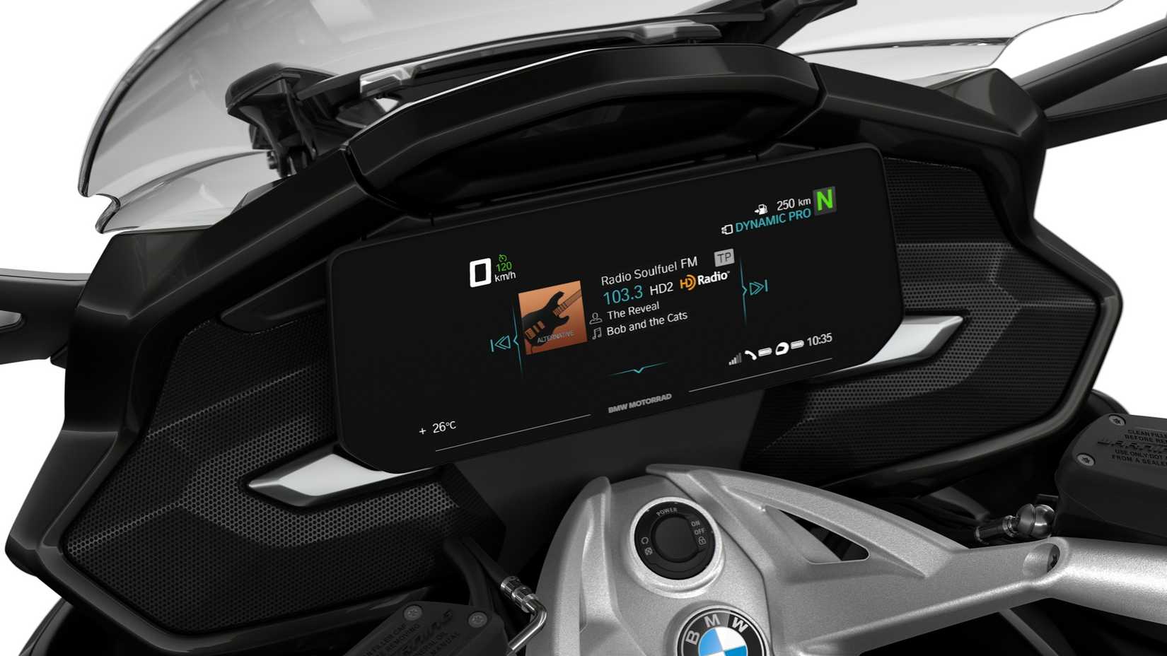 Close-up of a BMW K 1600 GT TFT display