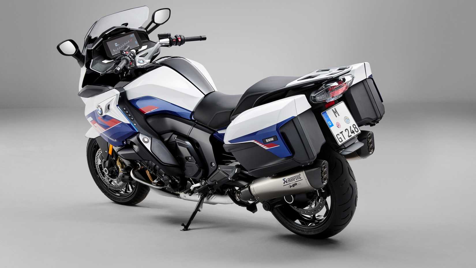 Rear 3/4 studio shot of a BMW K 1600 GT