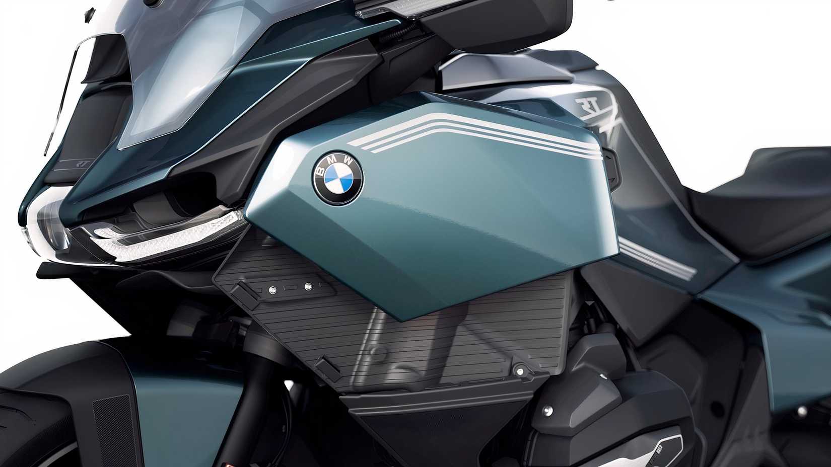 Close-up of a 2026 BMW R 1300 RT front end