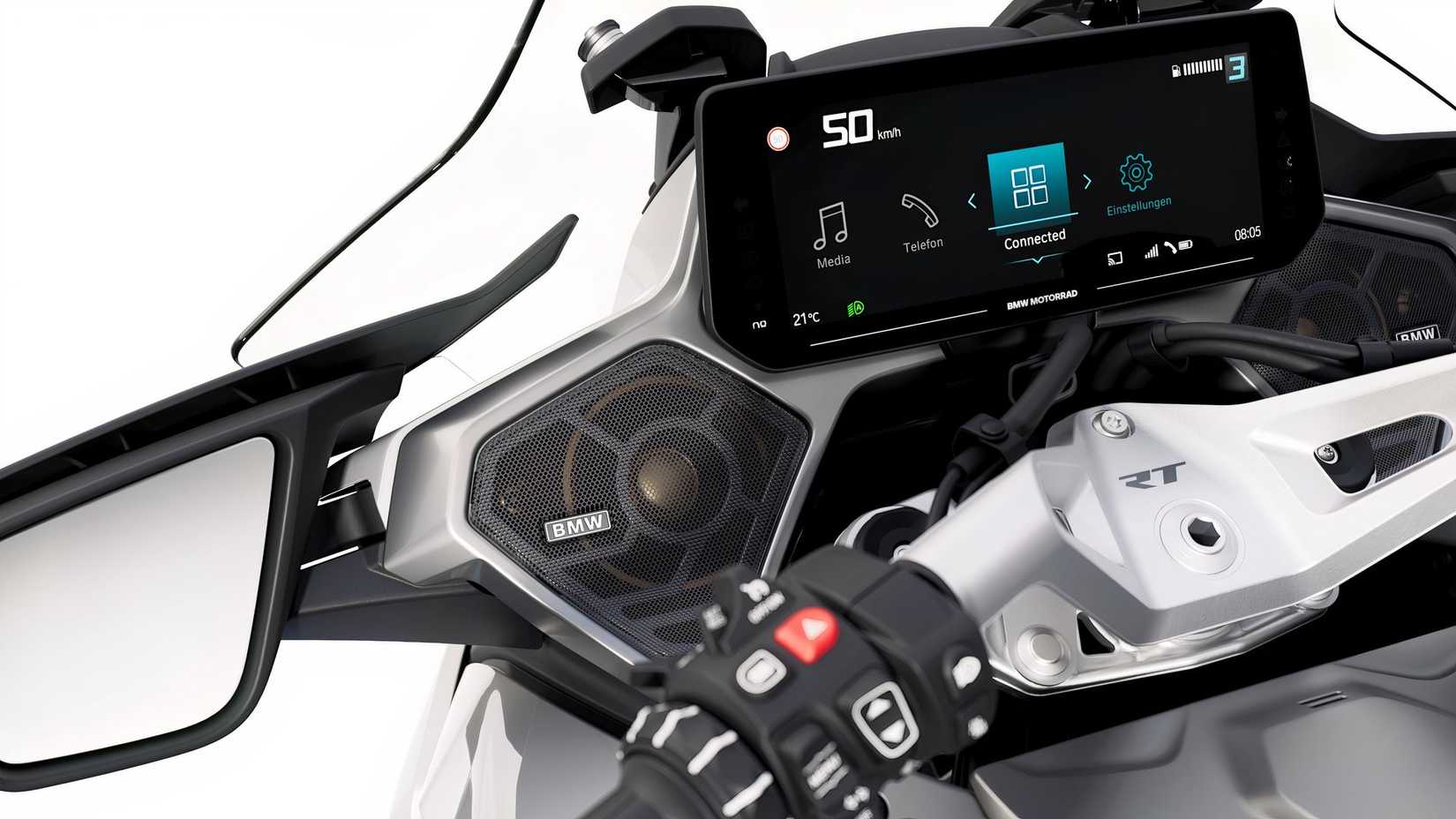 Close-up shot of a 2026 BMW R 1300 RT dash