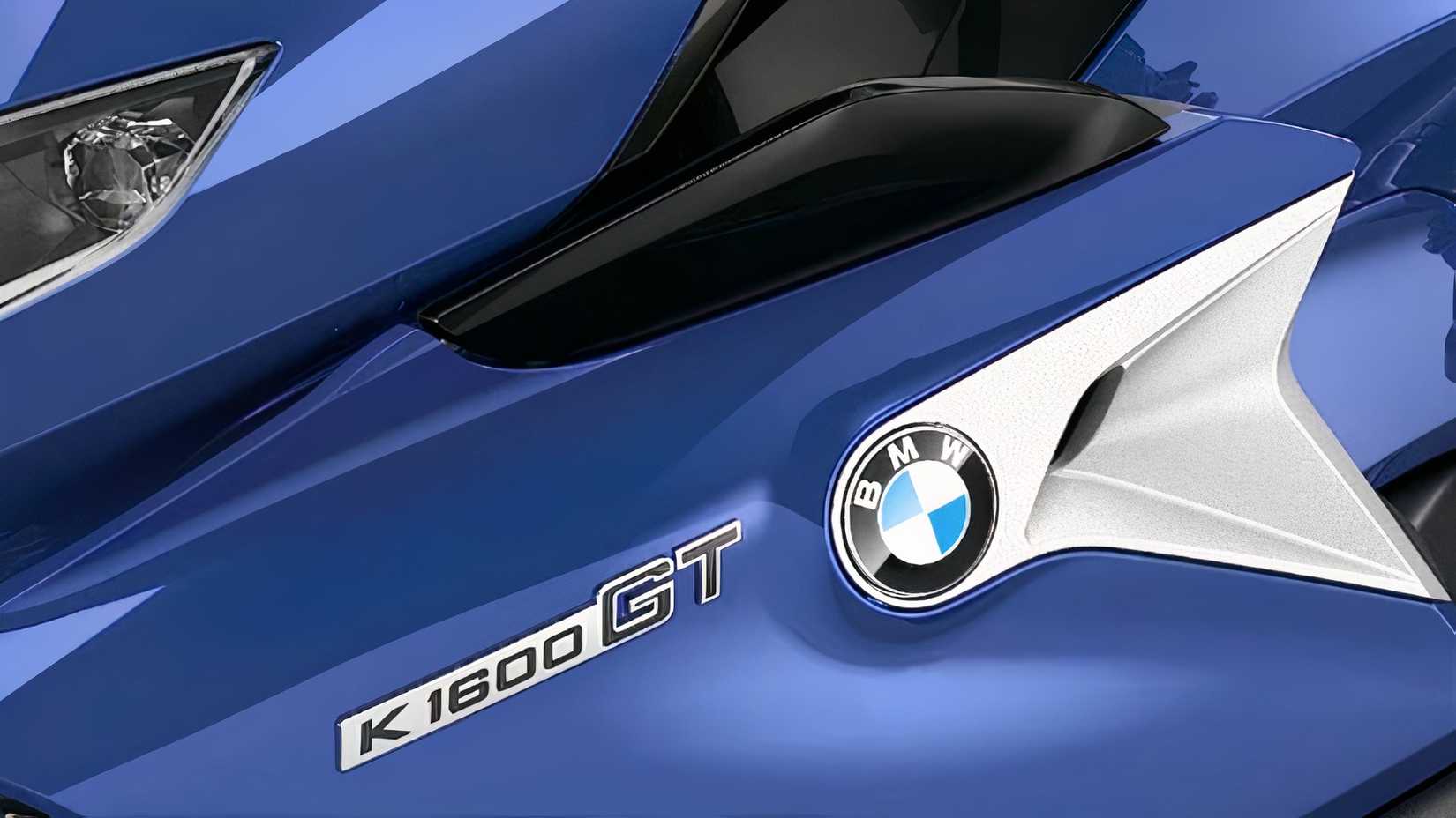 Close-up of a 2026 BMW K 1600 GT badge