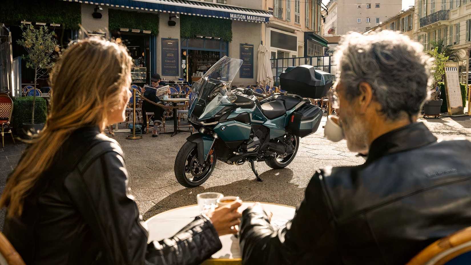 2026 BMW R 1300 RT parked with riders siting