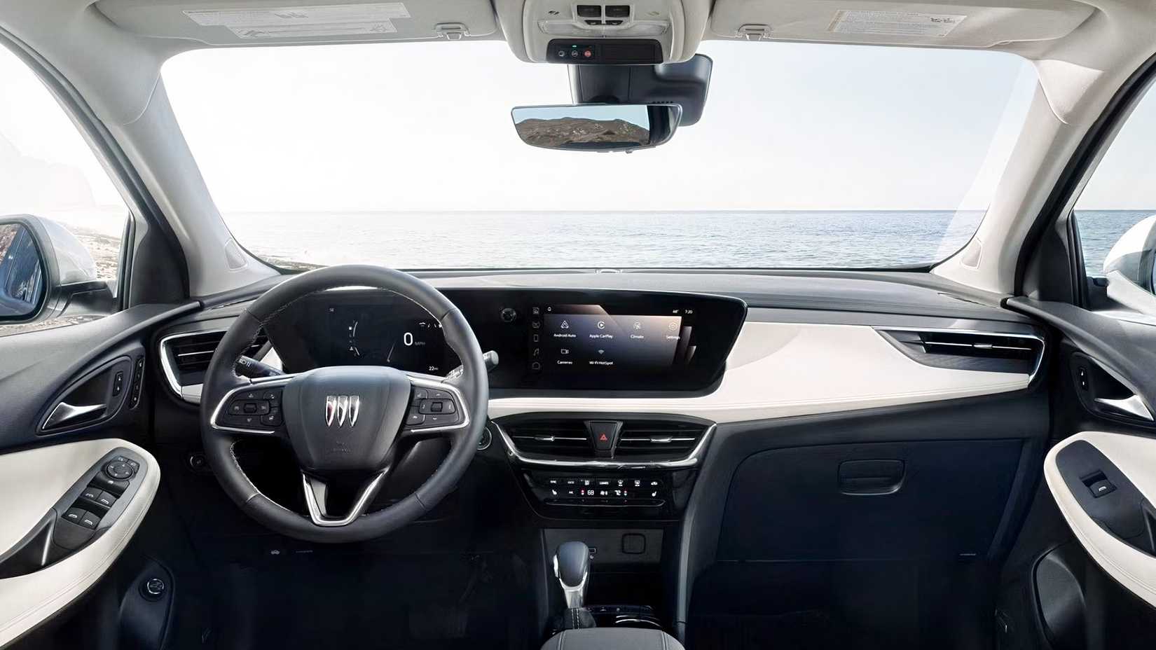 Interior shot of a 2026 Buick Encore GX showing front cabin