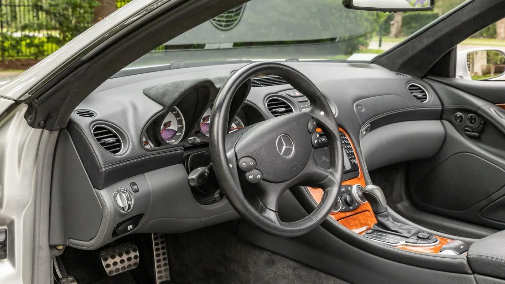 Interior shot of a 2004 Mercedes-Benz SL 55 AMG showing front cabin