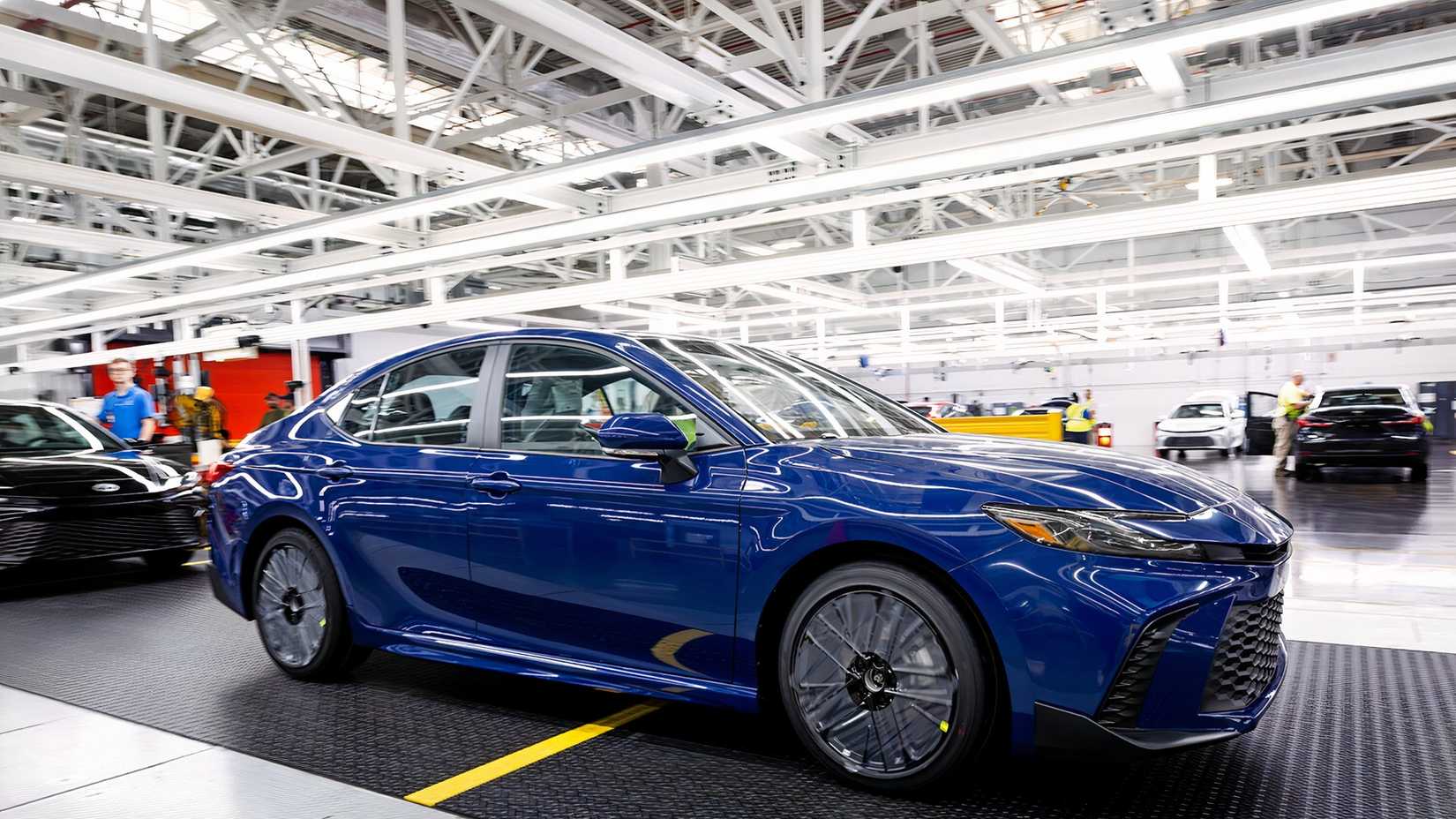 A ninth-generation 2026 Toyota Camry at the Kentucky manufacturing plant in Georgetown.