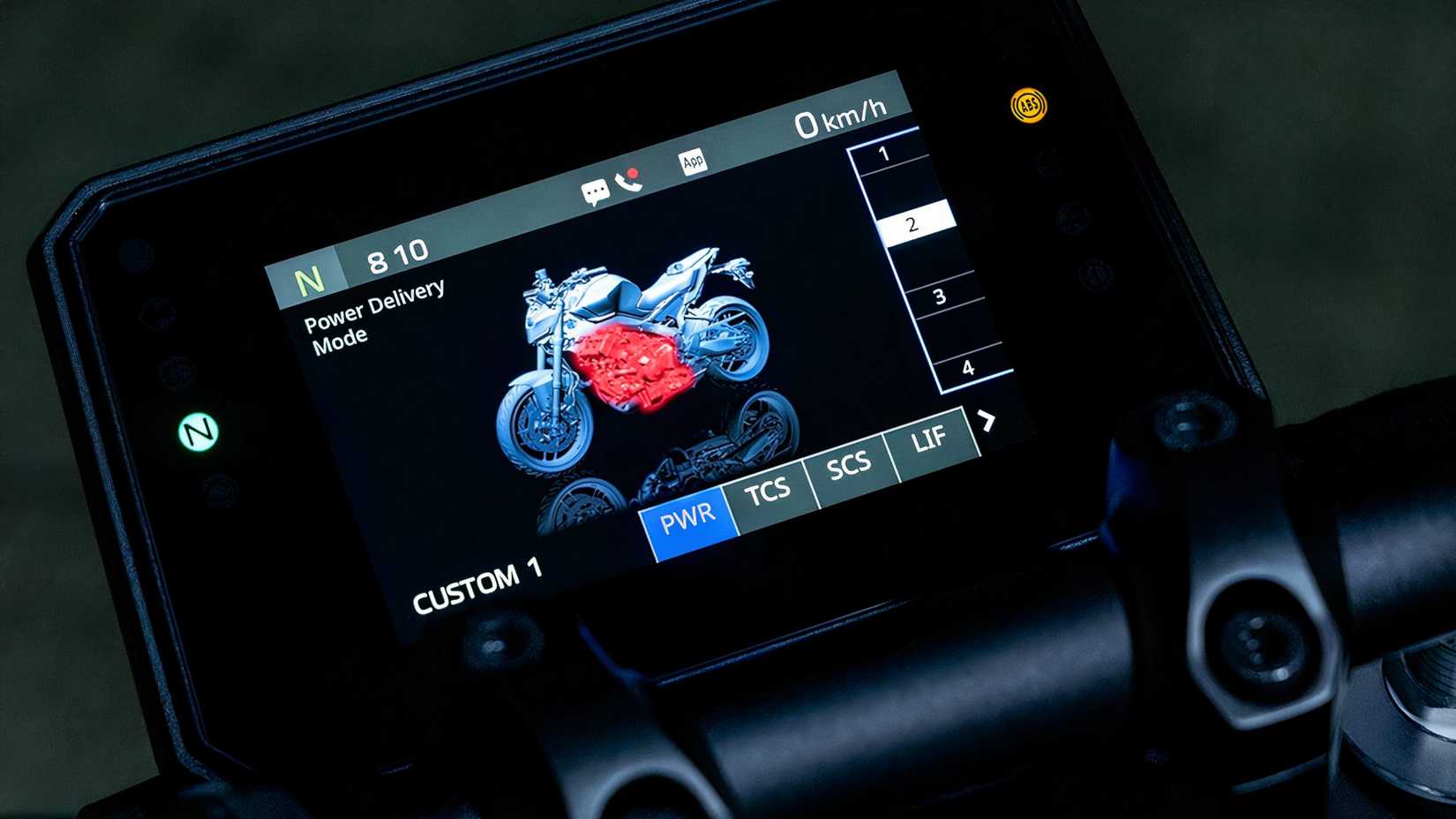 Visor TFT da Yamaha MT-09