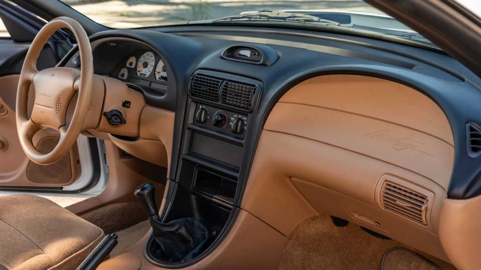 1995 Ford Mustang SVT Cobra R interior shot showing the front cabin