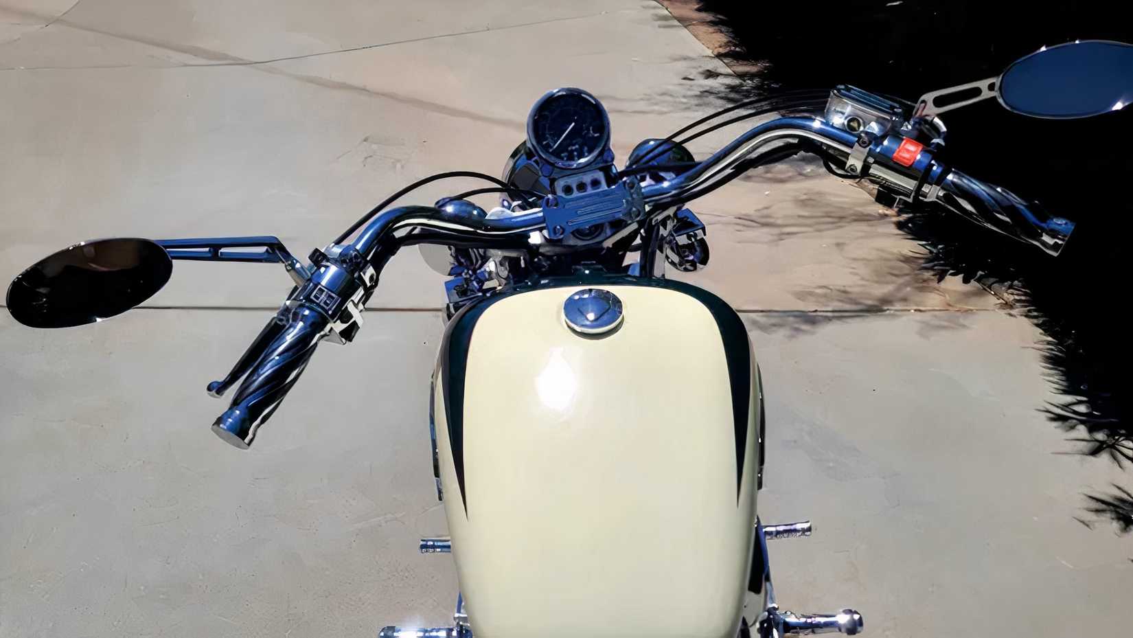1998 Honda Shadow ACE 1100 rider's view of tank, handlebars, and instrument cluster