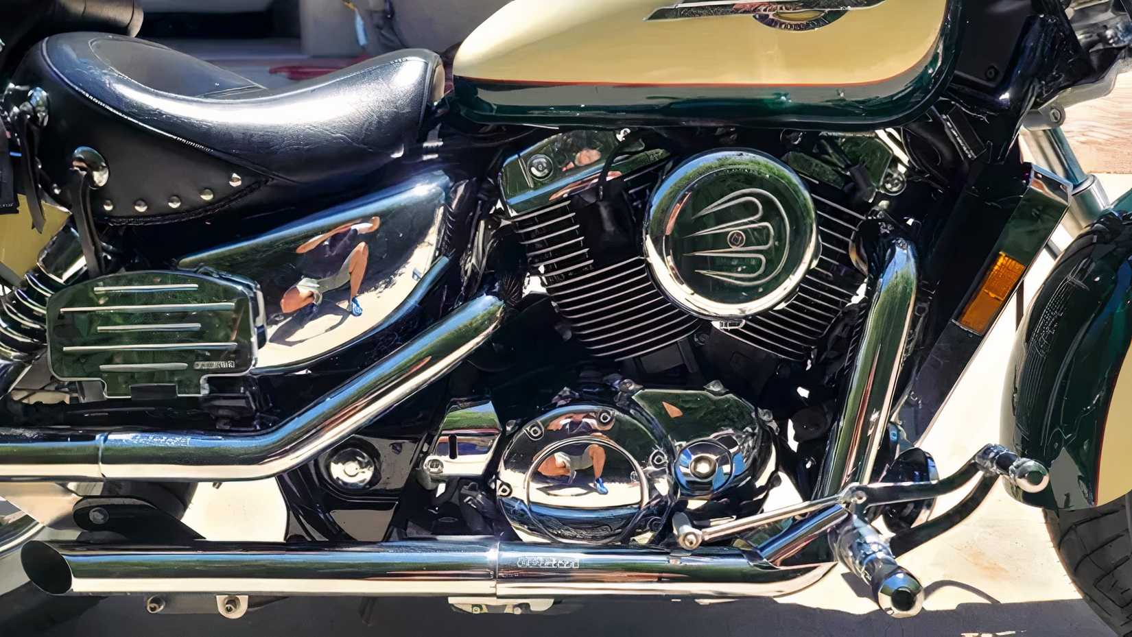 1998 Honda Shadow ACE 1100 close up of engine and seat