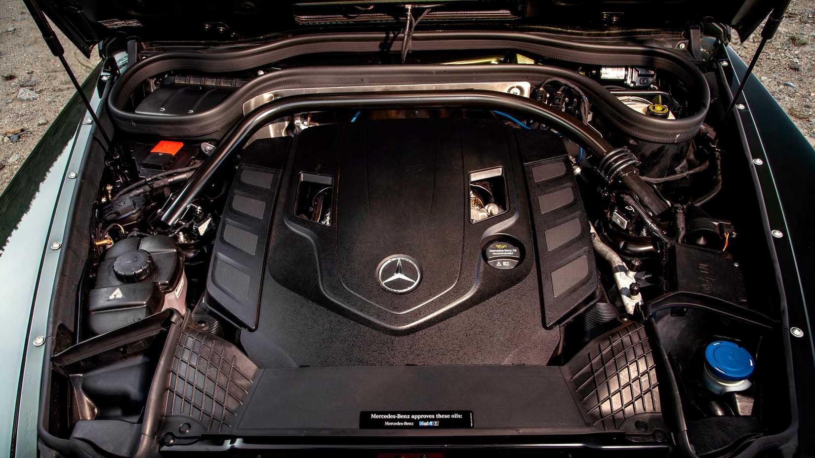 Close-up shot of a 2023 Mercedes-Benz G-Class Engine