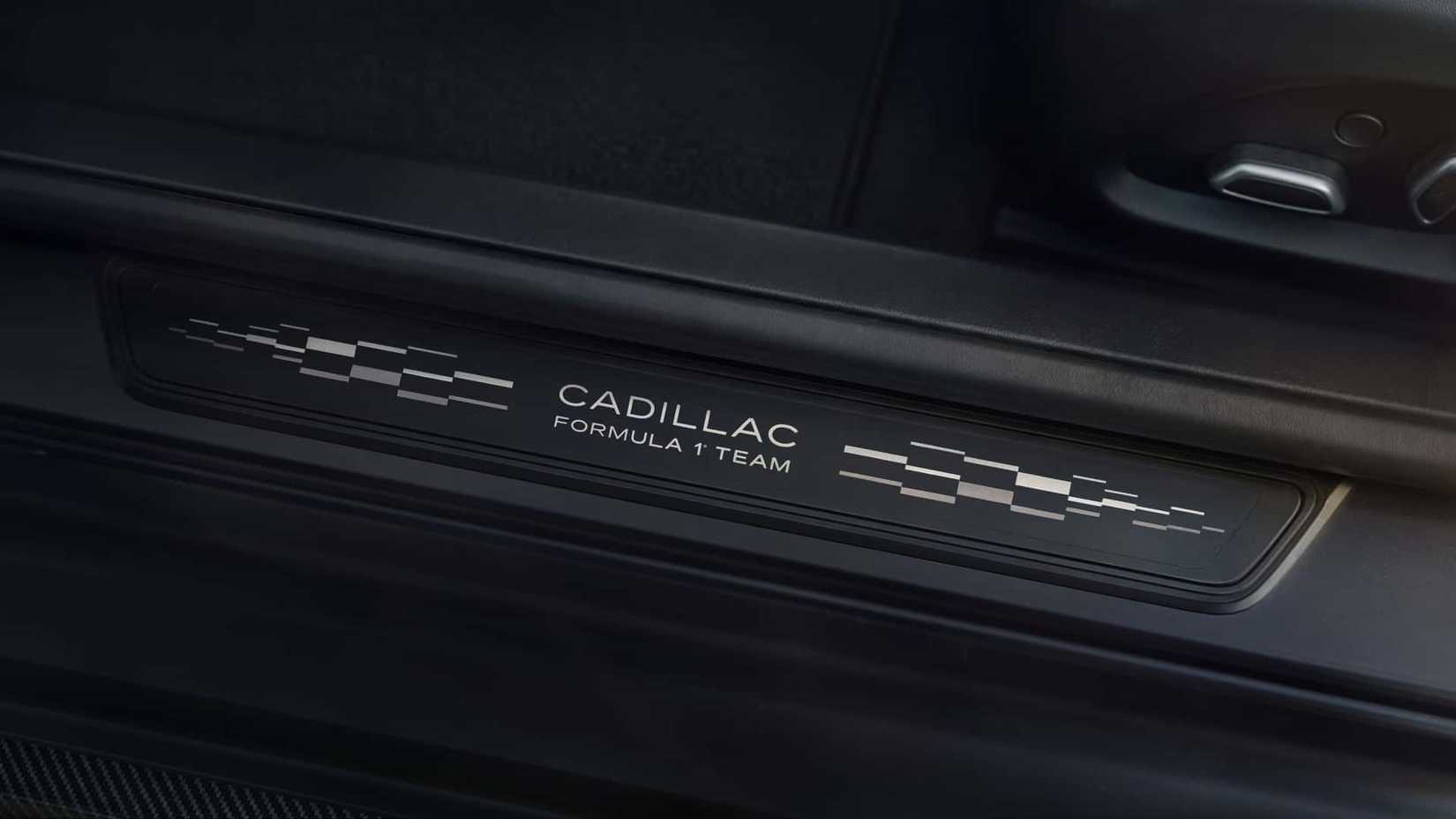Close-up shot of a 2026 Cadillac CT5-V Blackwing F1 Collector Series door sill placard