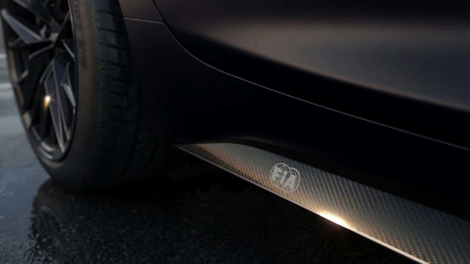 Close-up shot of a 2026 Cadillac CT5-V Blackwing F1 Collector Series side skirt