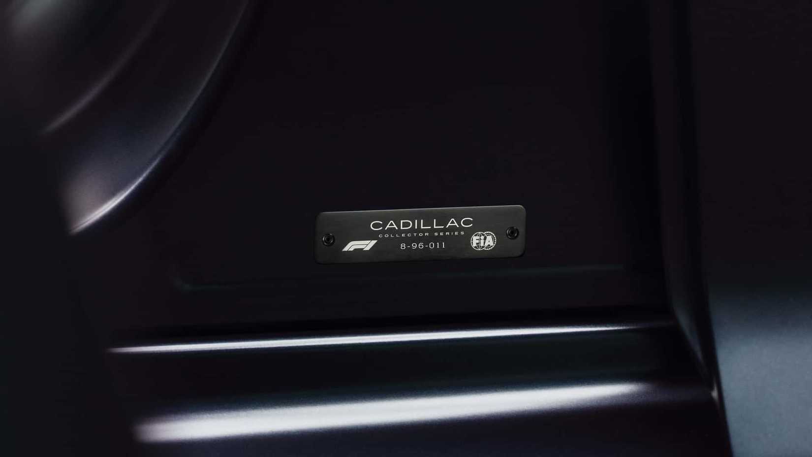 Close-up shot of a 2026 Cadillac CT5-V Blackwing F1 Collector Series badge